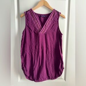 Prana Deep Purple Sleeveless Blouse Size Medium EUC